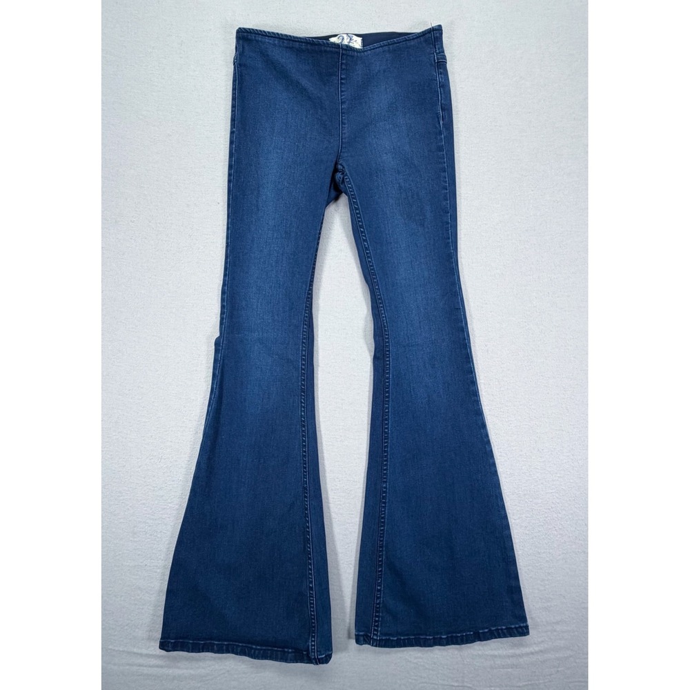 We The Free Flare Jeans Womens 27 Blue Pull On Penny Boho High Rise
